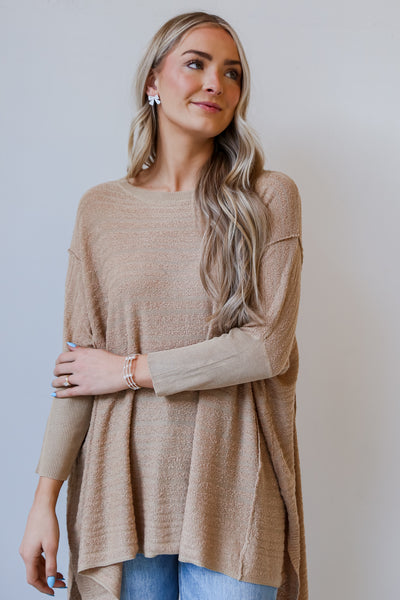 Taupe Oversized Knit Top close up