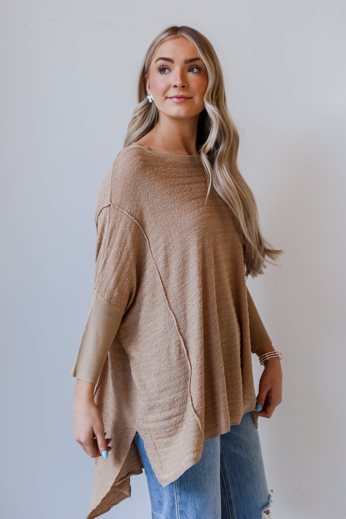 comfy Taupe Oversized Knit Top