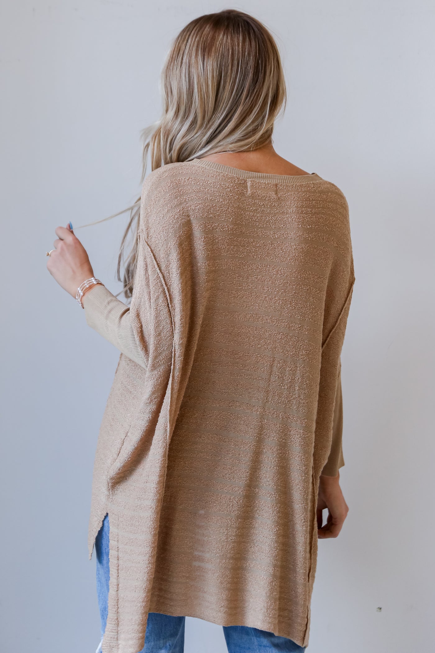 Taupe Oversized Knit Top for women