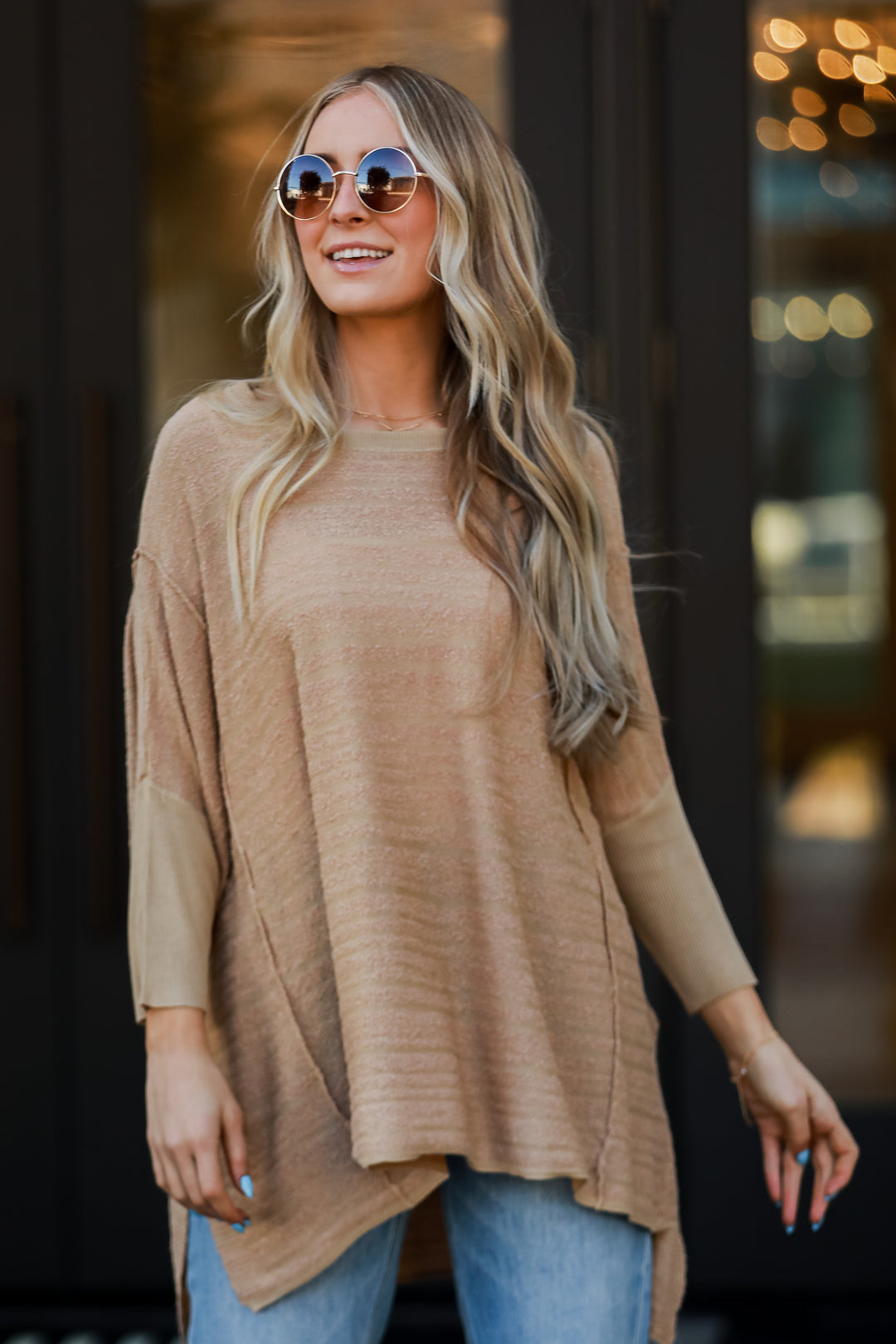 Taupe Oversized Knit Top