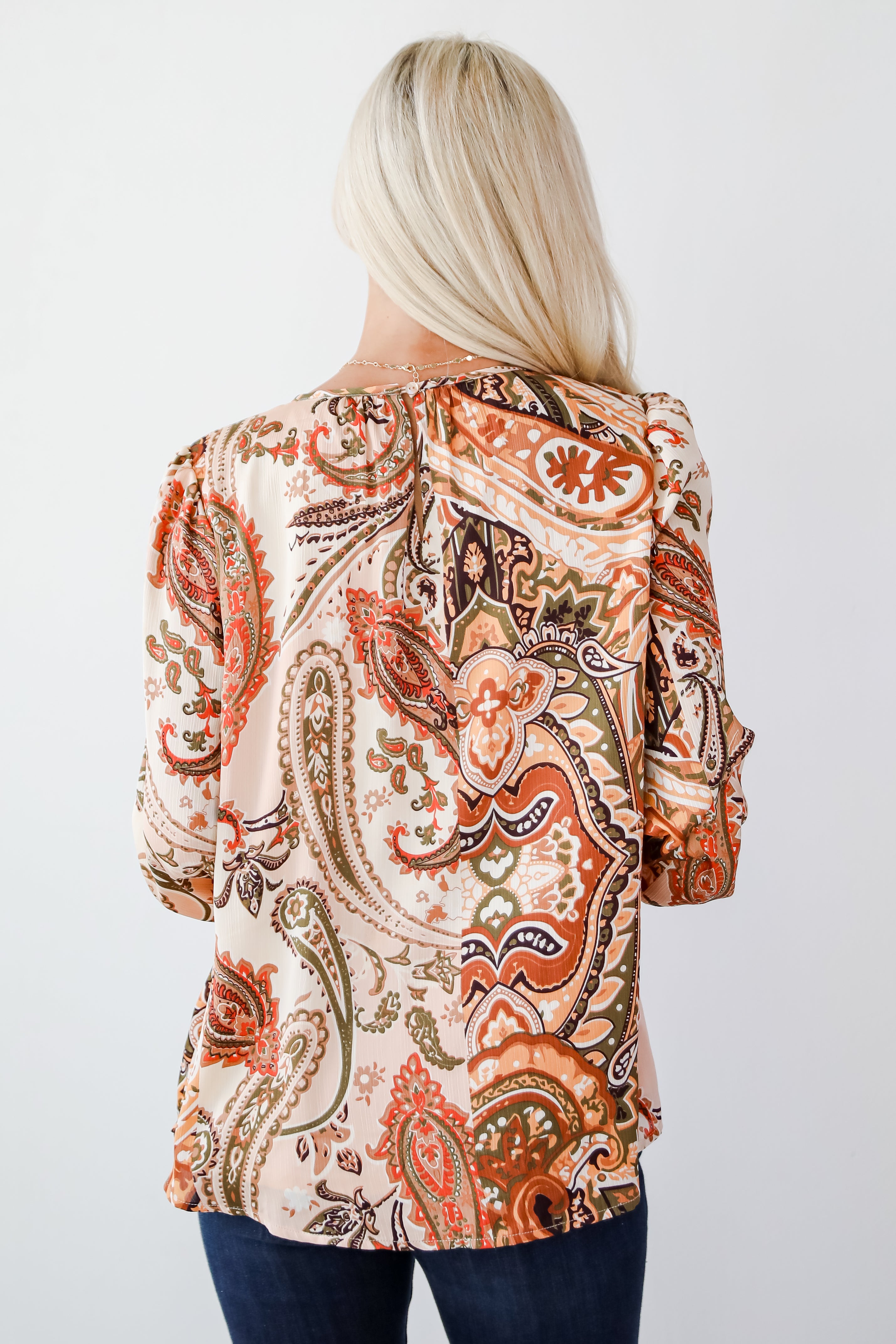 Attractive Influence Taupe Floral Paisley Blouse