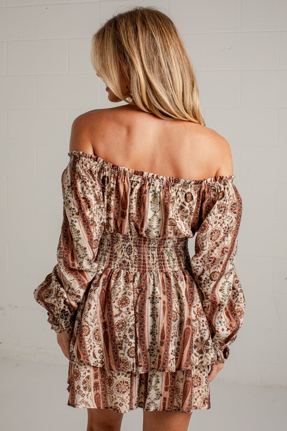 Worth Discovering Taupe Paisley Romper