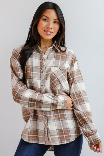 Charmed Appeal Taupe Plaid Flannel