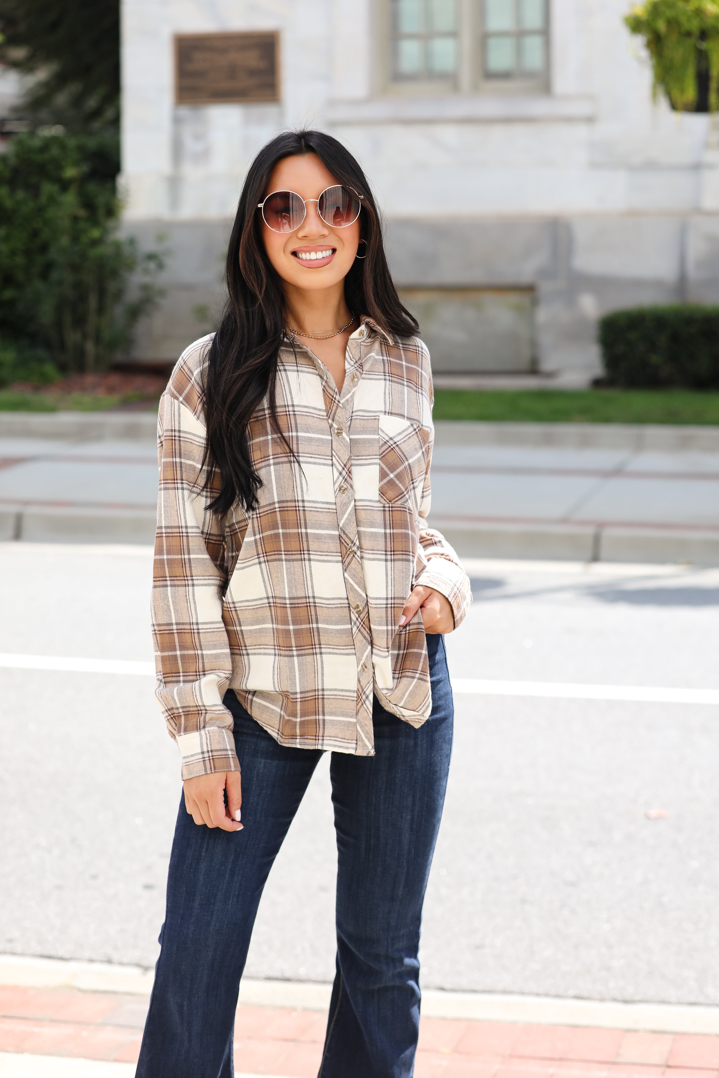 Charmed Appeal Taupe Plaid Flannel