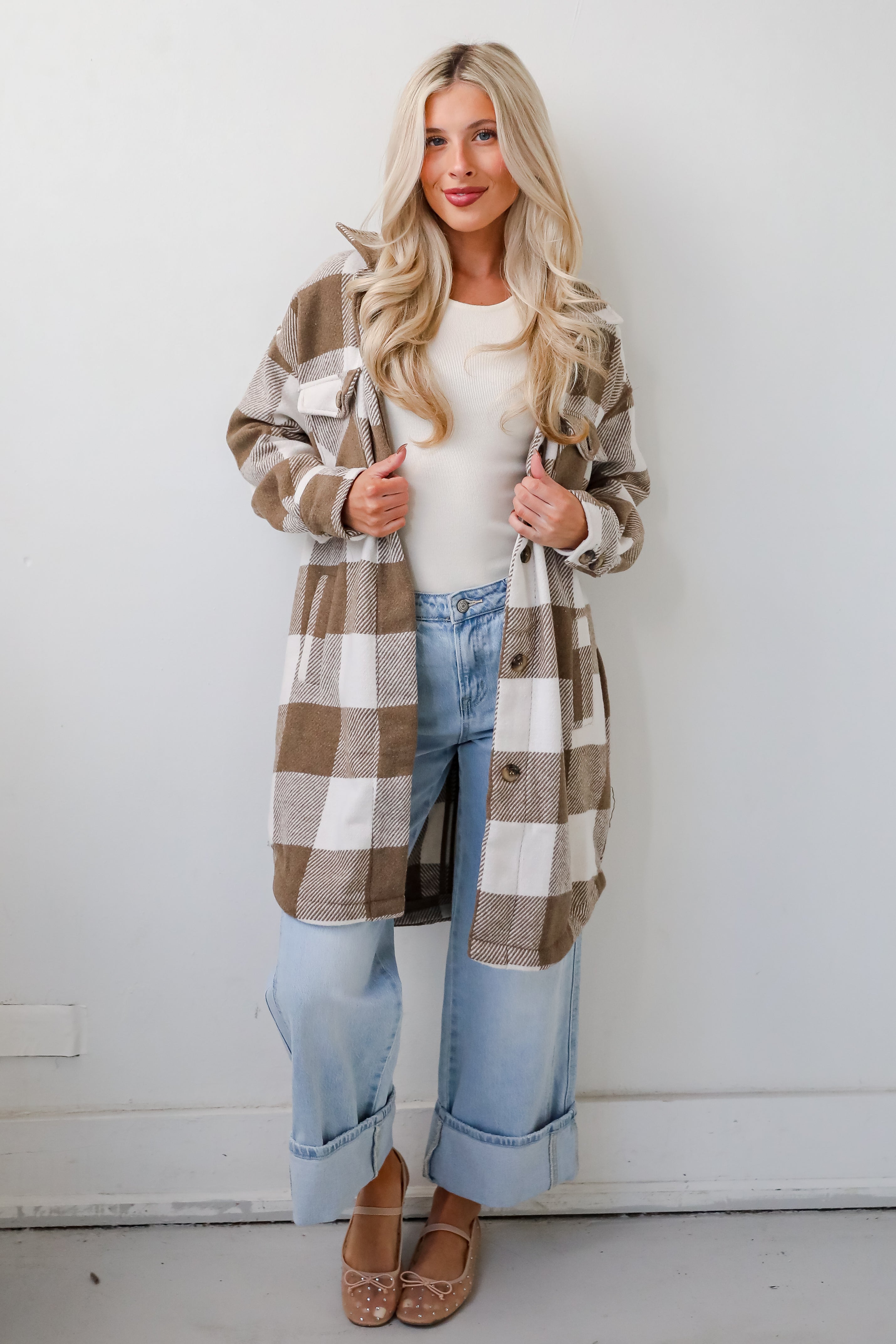 Cozy Perception Taupe Plaid Shacket