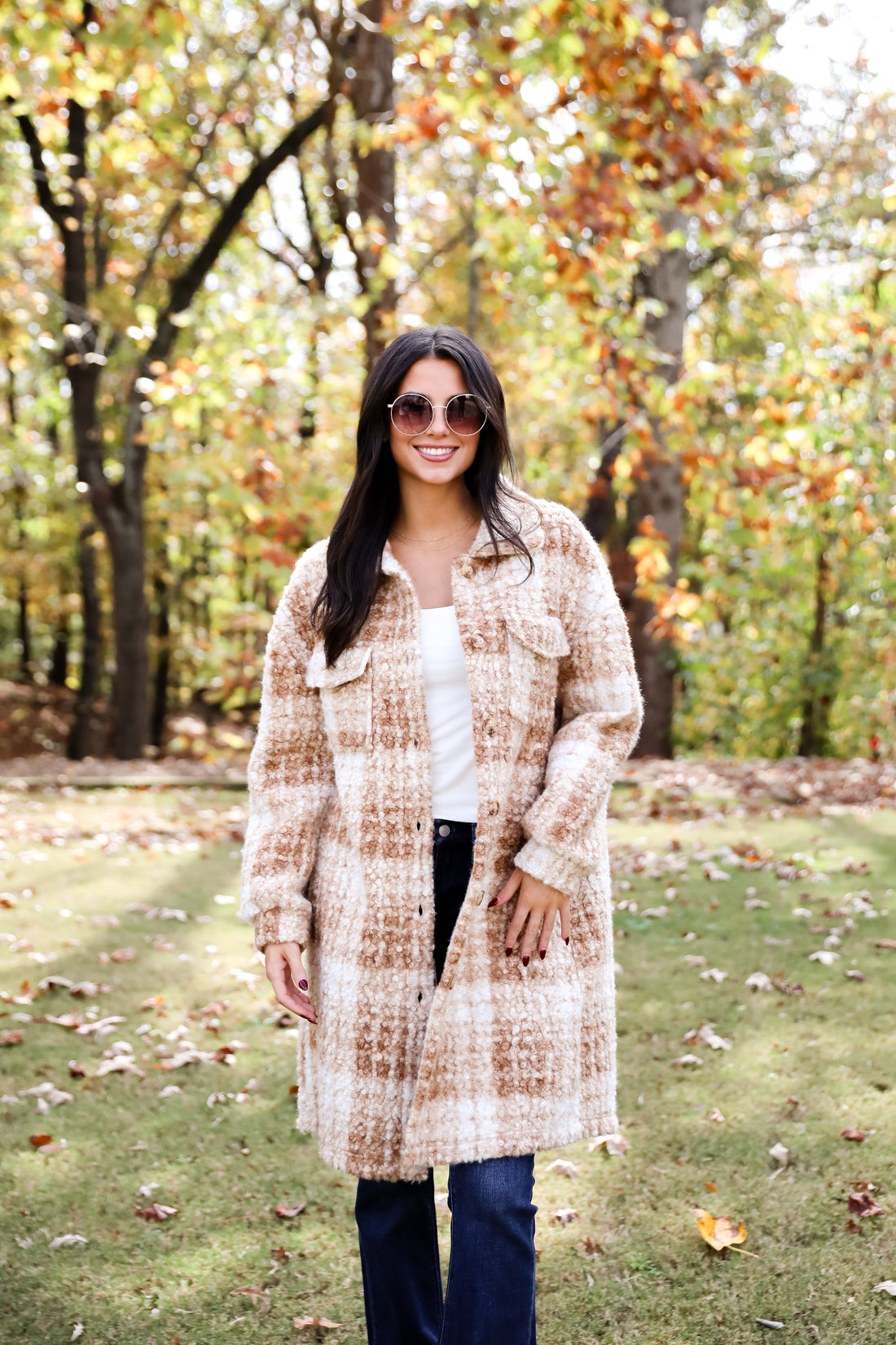 Modern Coziness Taupe Plaid Teddy Jacket