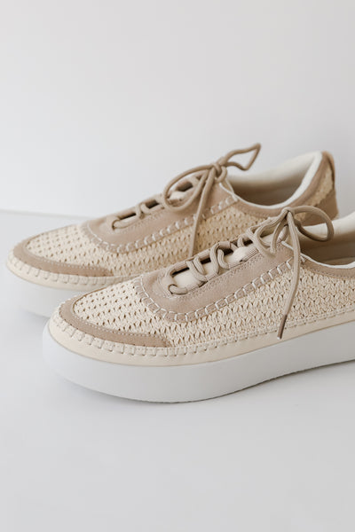 trendy Cream Crochet Platform Sneakers