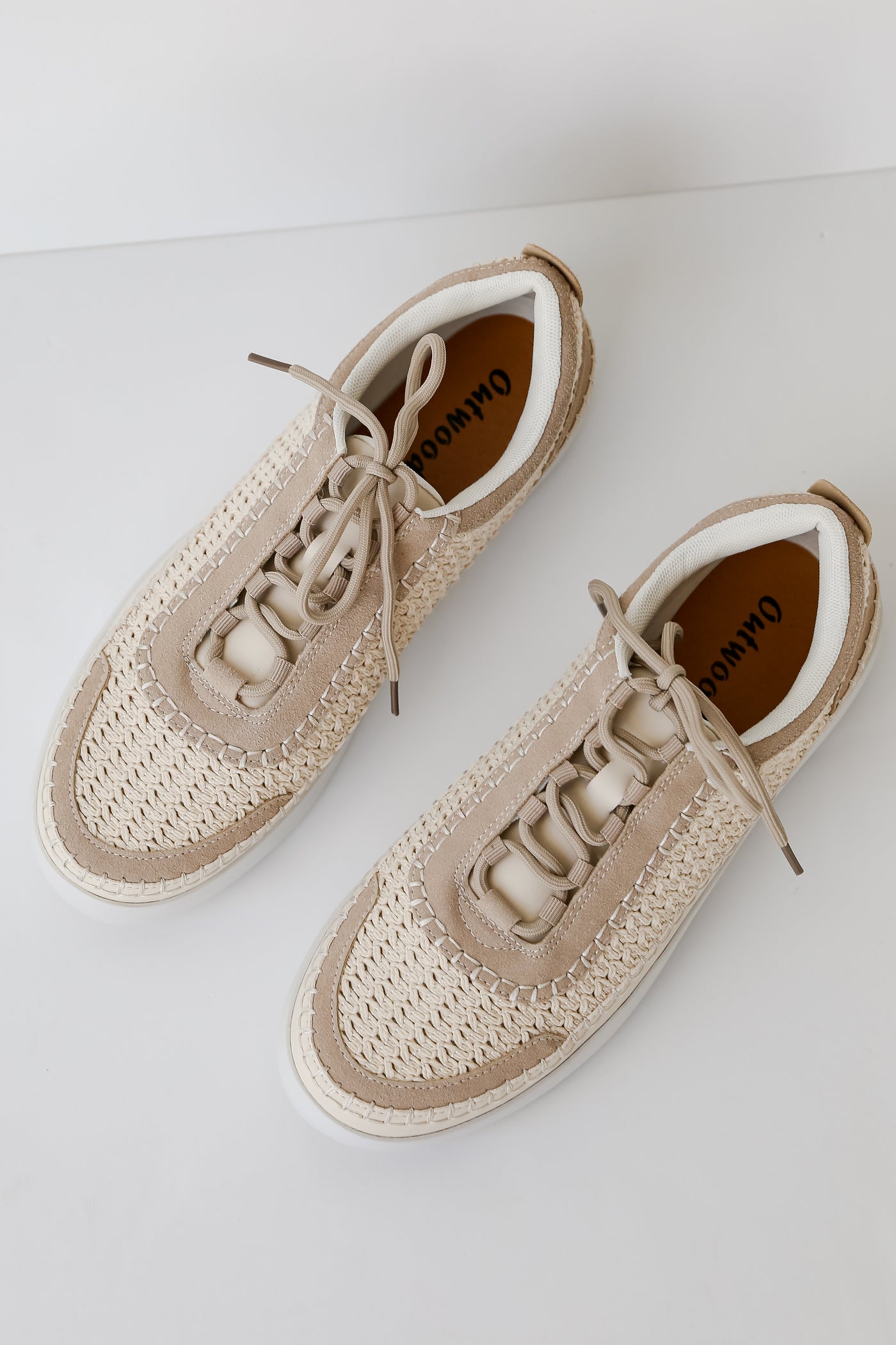 cute Cream Crochet Platform Sneakers