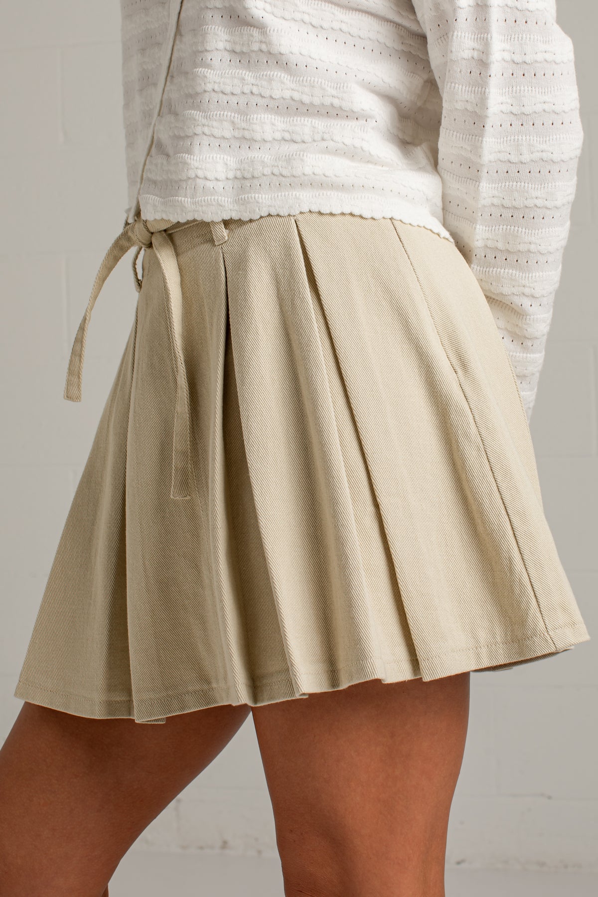 Prepared To Impress Taupe Pleated Mini Skirt