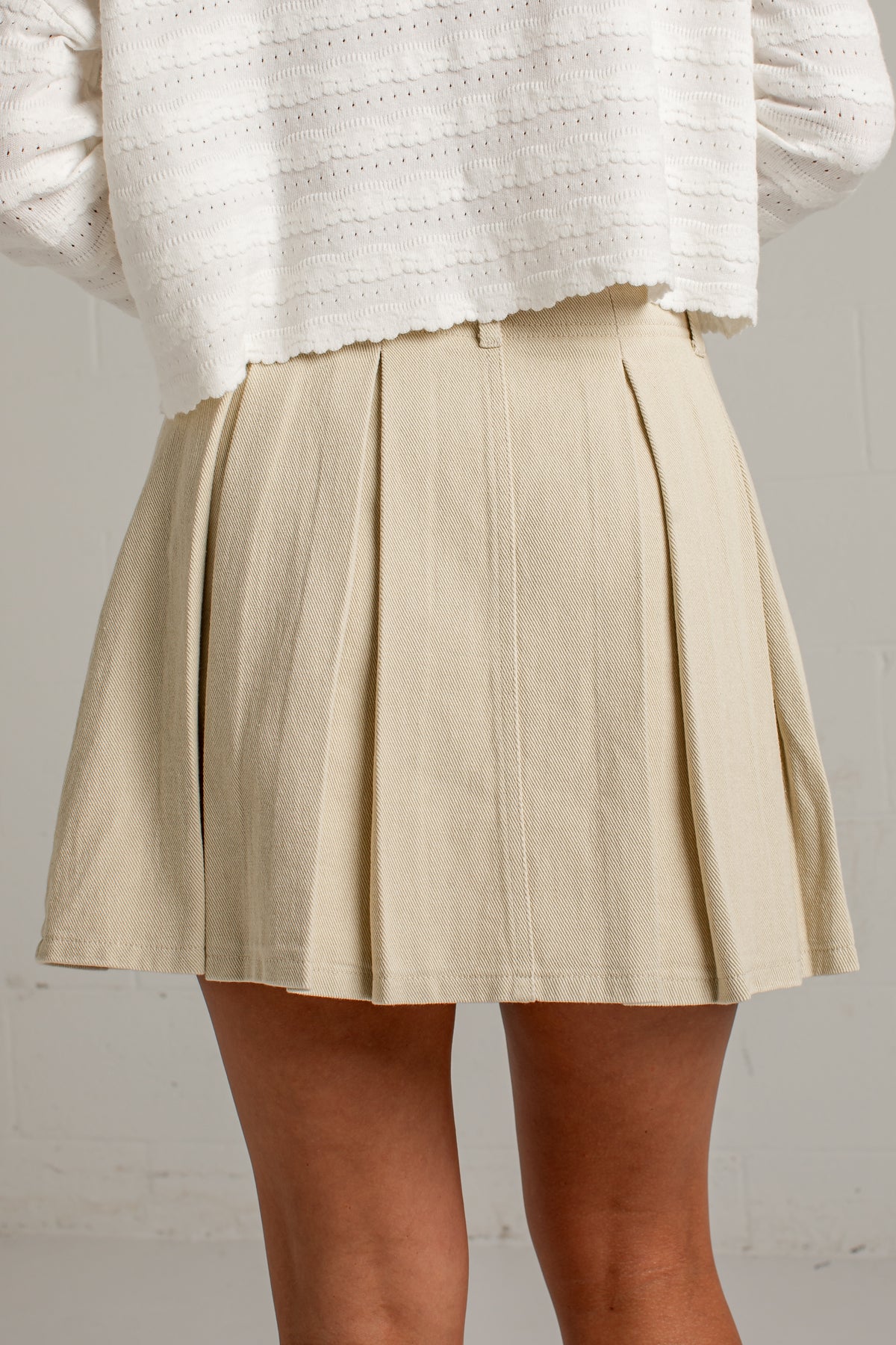 Prepared To Impress Taupe Pleated Mini Skirt