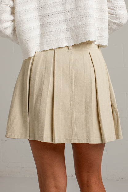 Prepared To Impress Taupe Pleated Mini Skirt