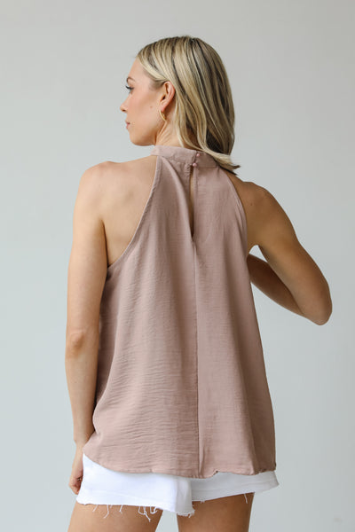 taupe Sleeveless Blouse back view