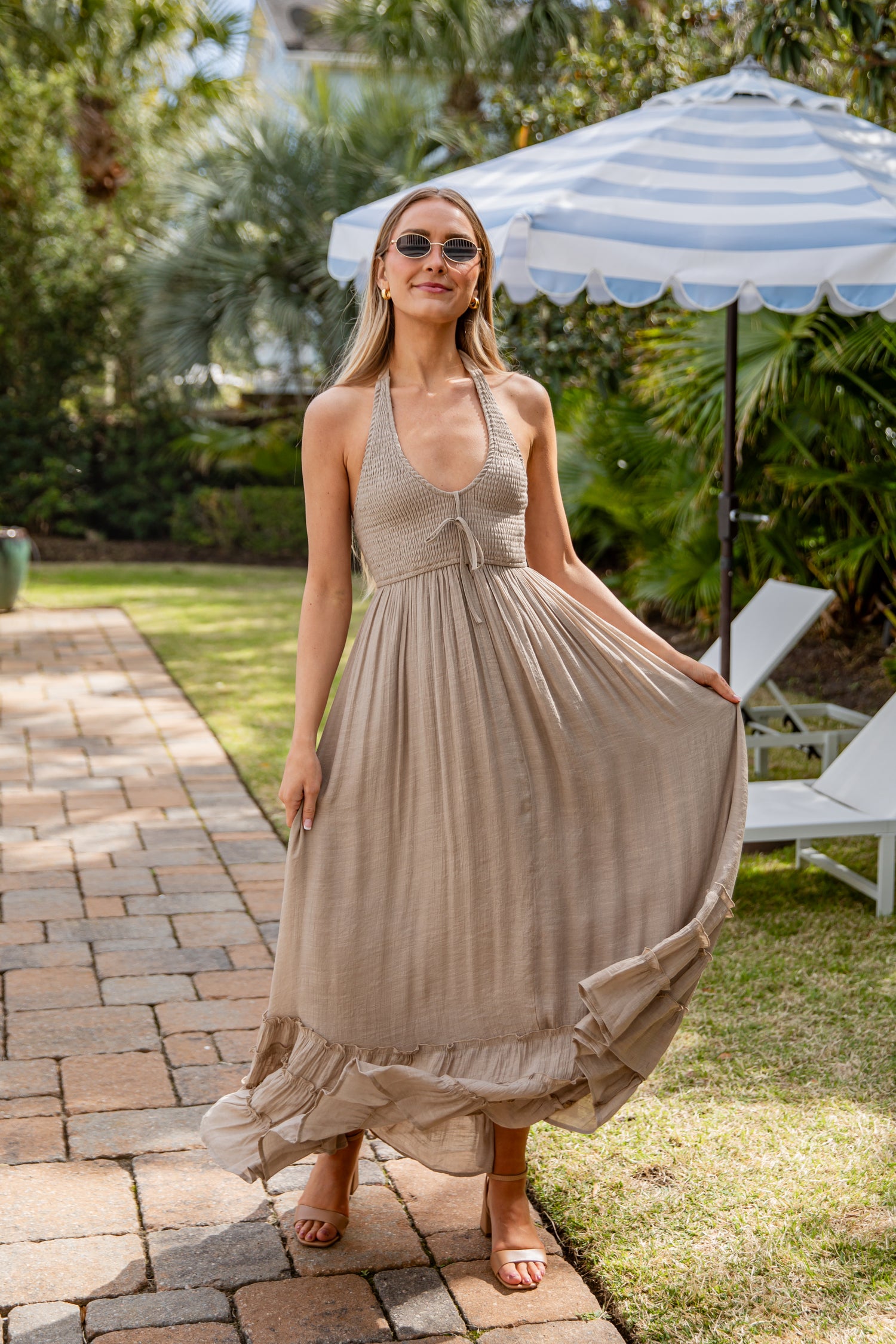 light brown maxi dress Smocked Strap Maxi Dress | Trendy Women's Dress