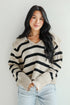 Coziest Cuddles Beige Striped Collared Sweater