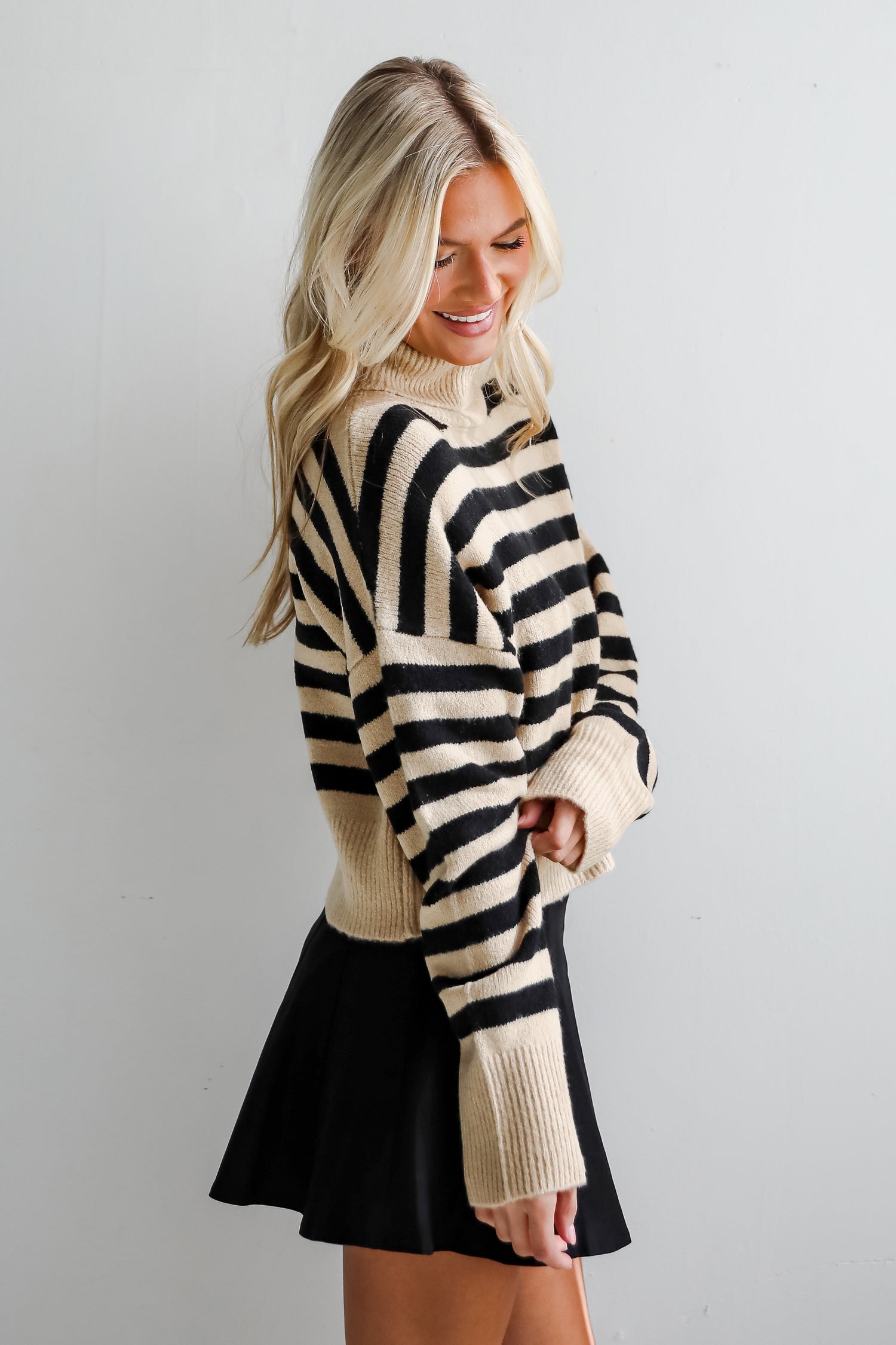 Cuddly Approach Striped Turtleneck Sweater