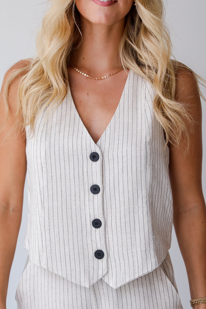 Absolutely Thriving Cream Striped Vest
