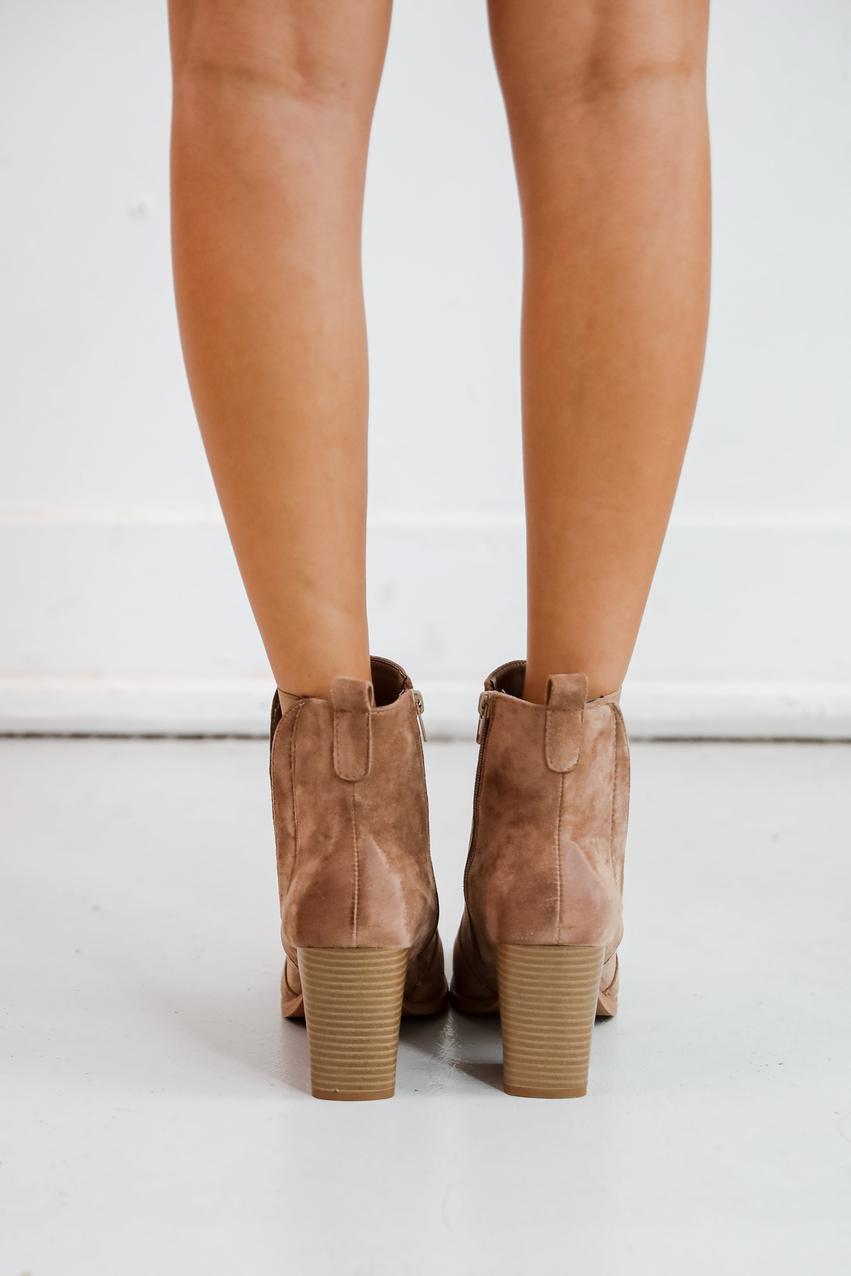 Finding My Way Taupe Suede Booties