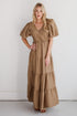 Aesthetic Ease Taupe Tiered Maxi Dress