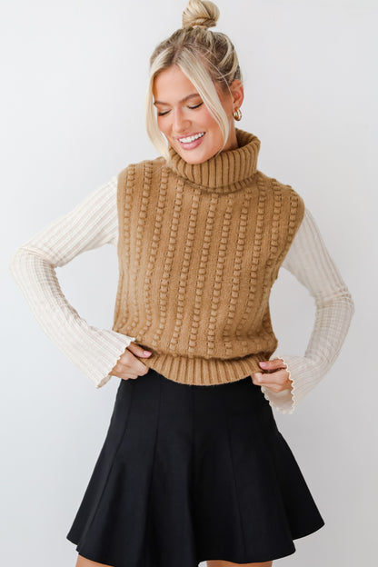 Dreamy Choice Taupe Turtleneck Sweater Top