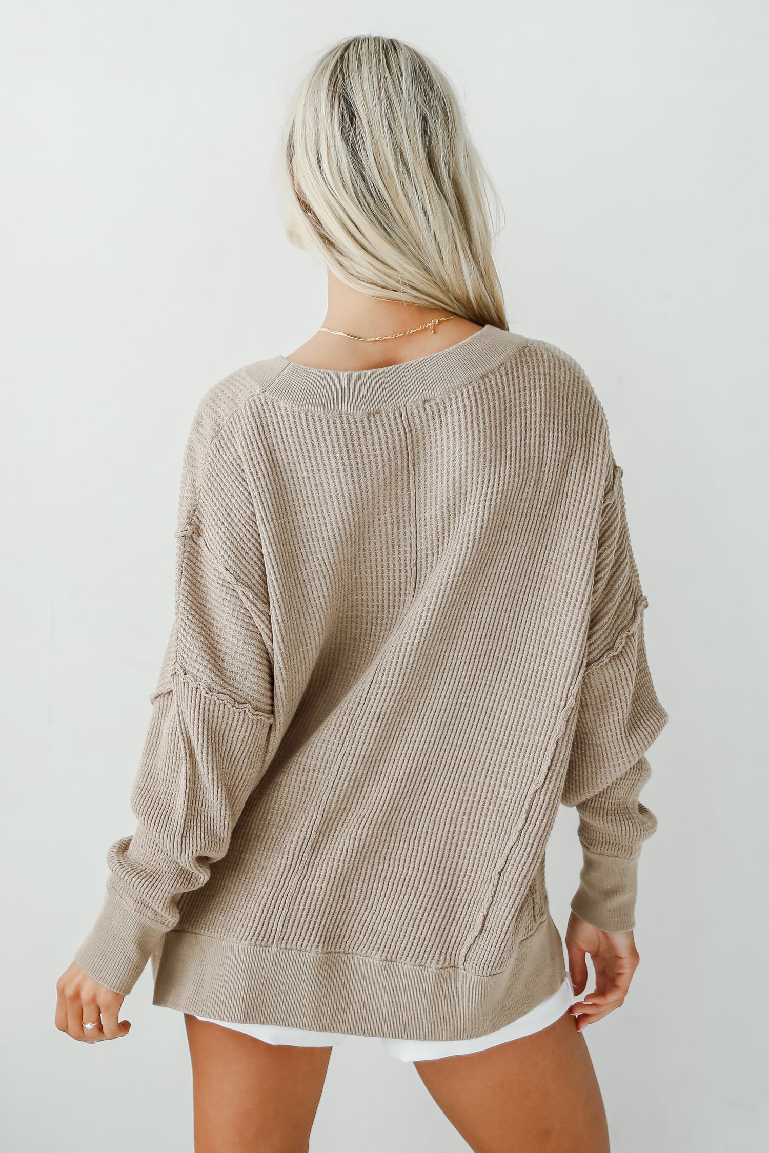 Top Notch Comfort Taupe Waffle Knit Top