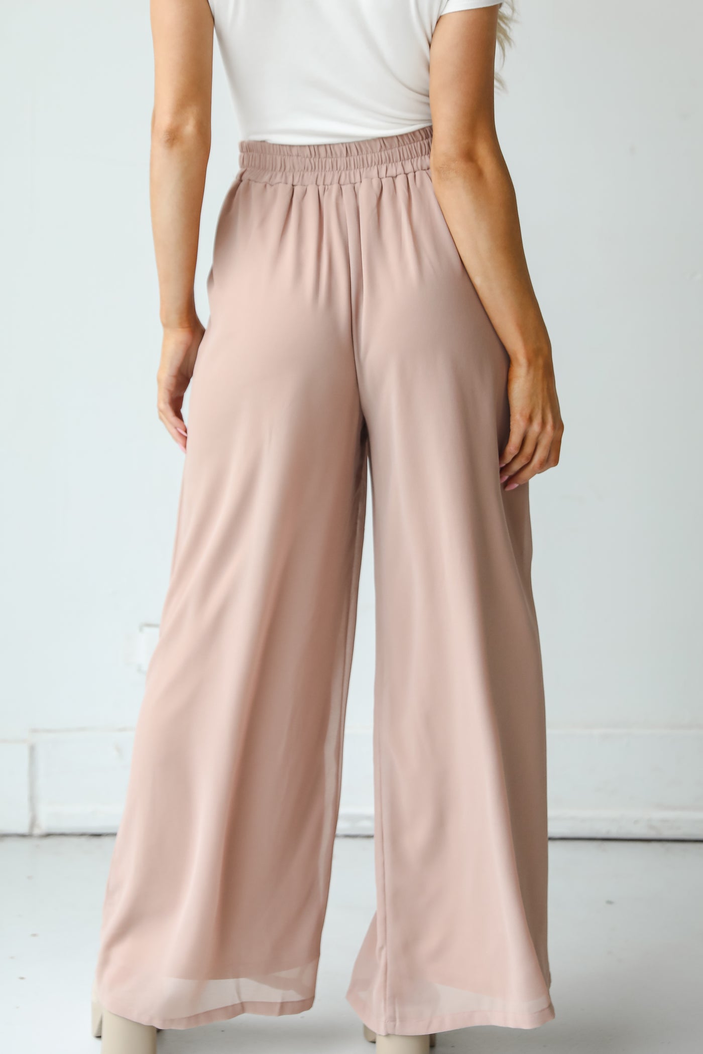 taupe Wide Leg Pants back view