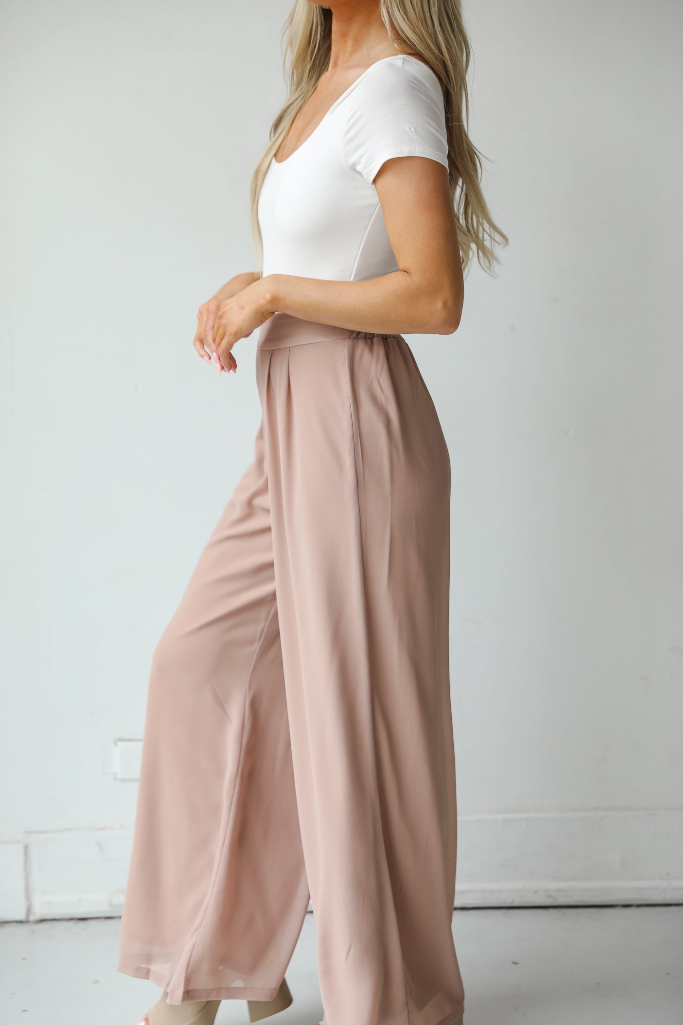 taupe Wide Leg Pants side view