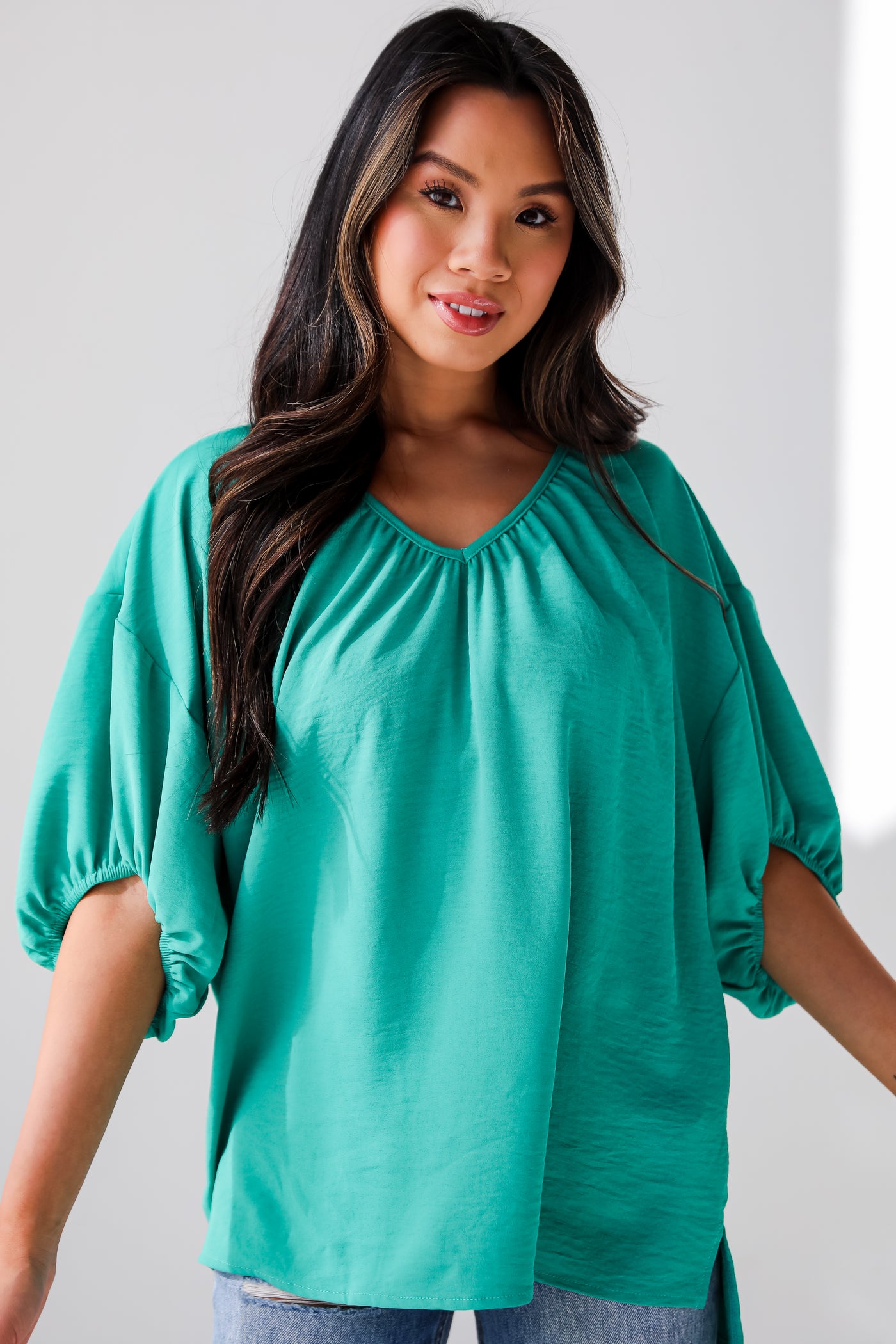 basic green blouse