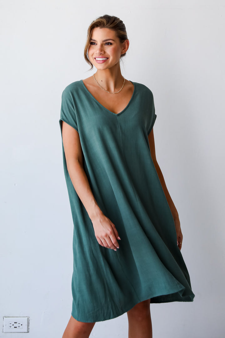 olive linen dress