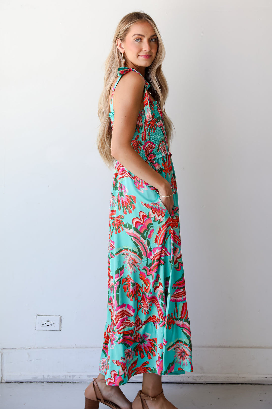 Flirty Dreamer Jade Satin Maxi Dress