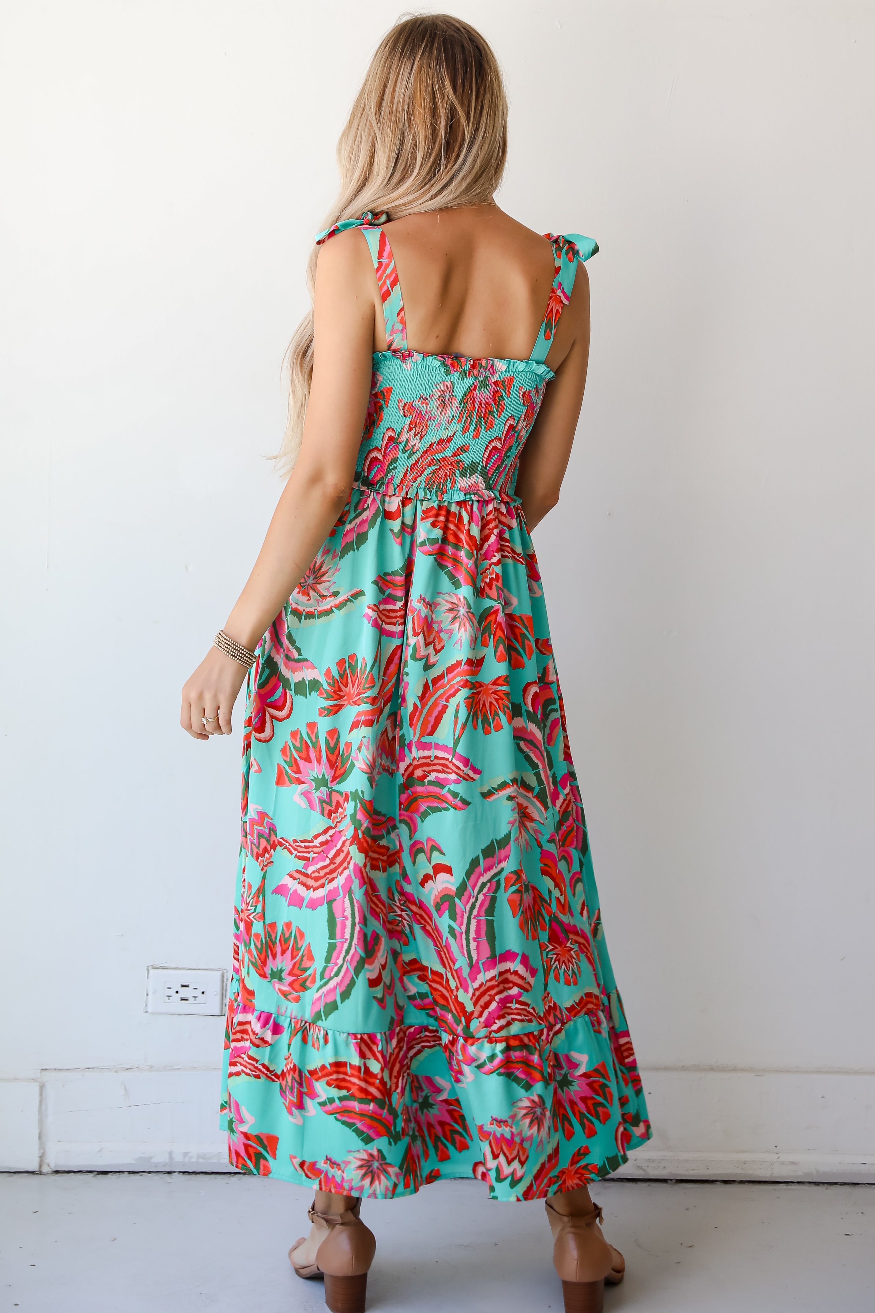 Flirty Dreamer Jade Satin Maxi Dress