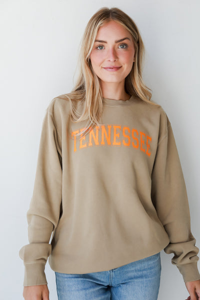 Tan Tennessee Pullover Success on model