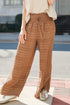 brown Textured Wide Leg Pants