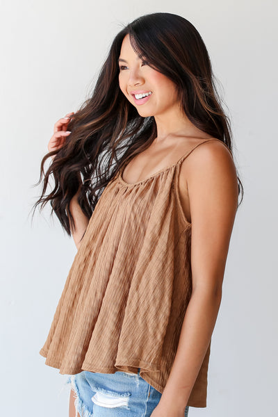 camel Textured Tank side view