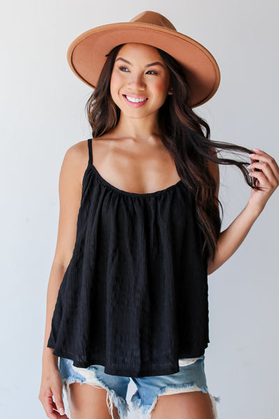 black Textured Tank front view