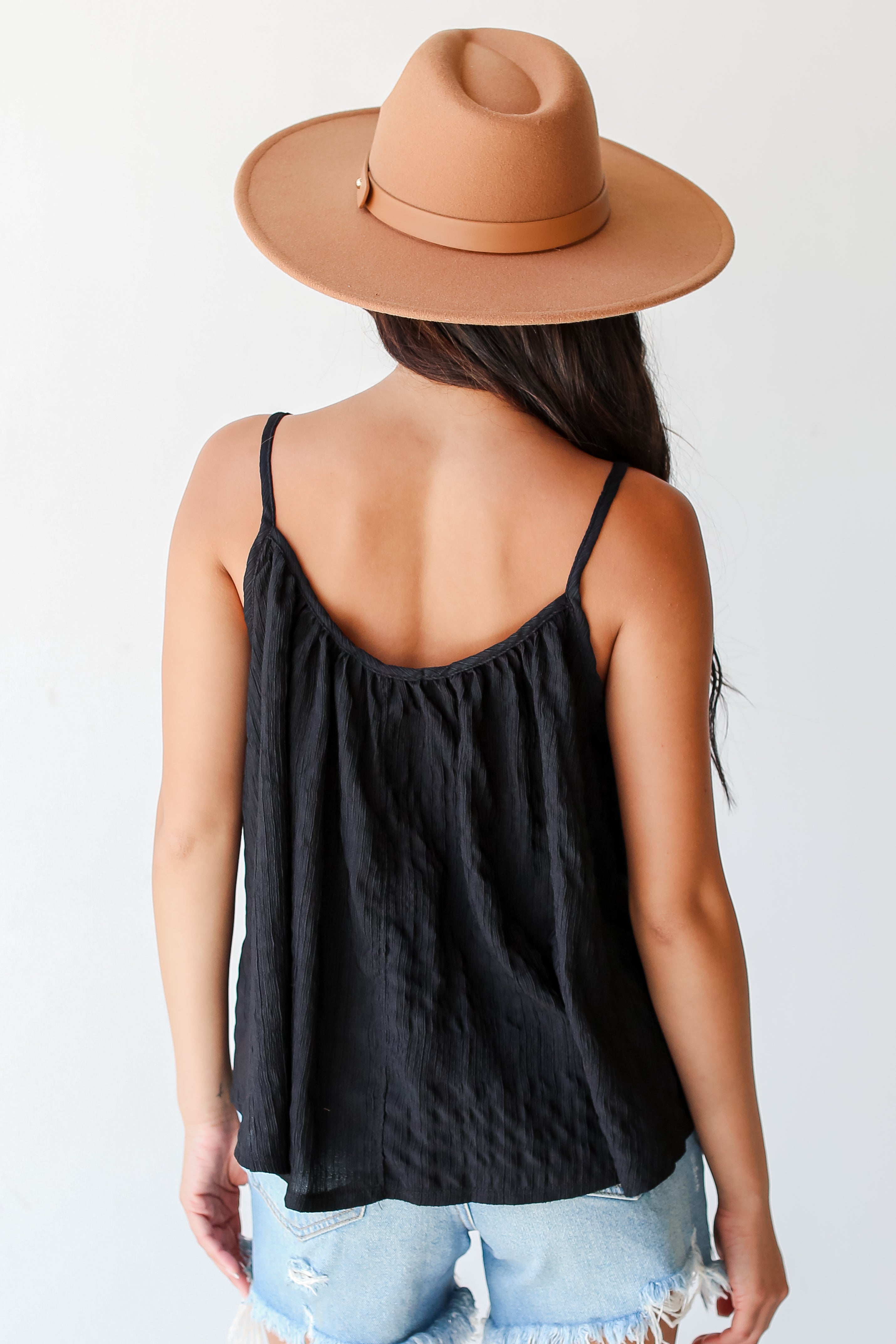 black Textured Tank back view