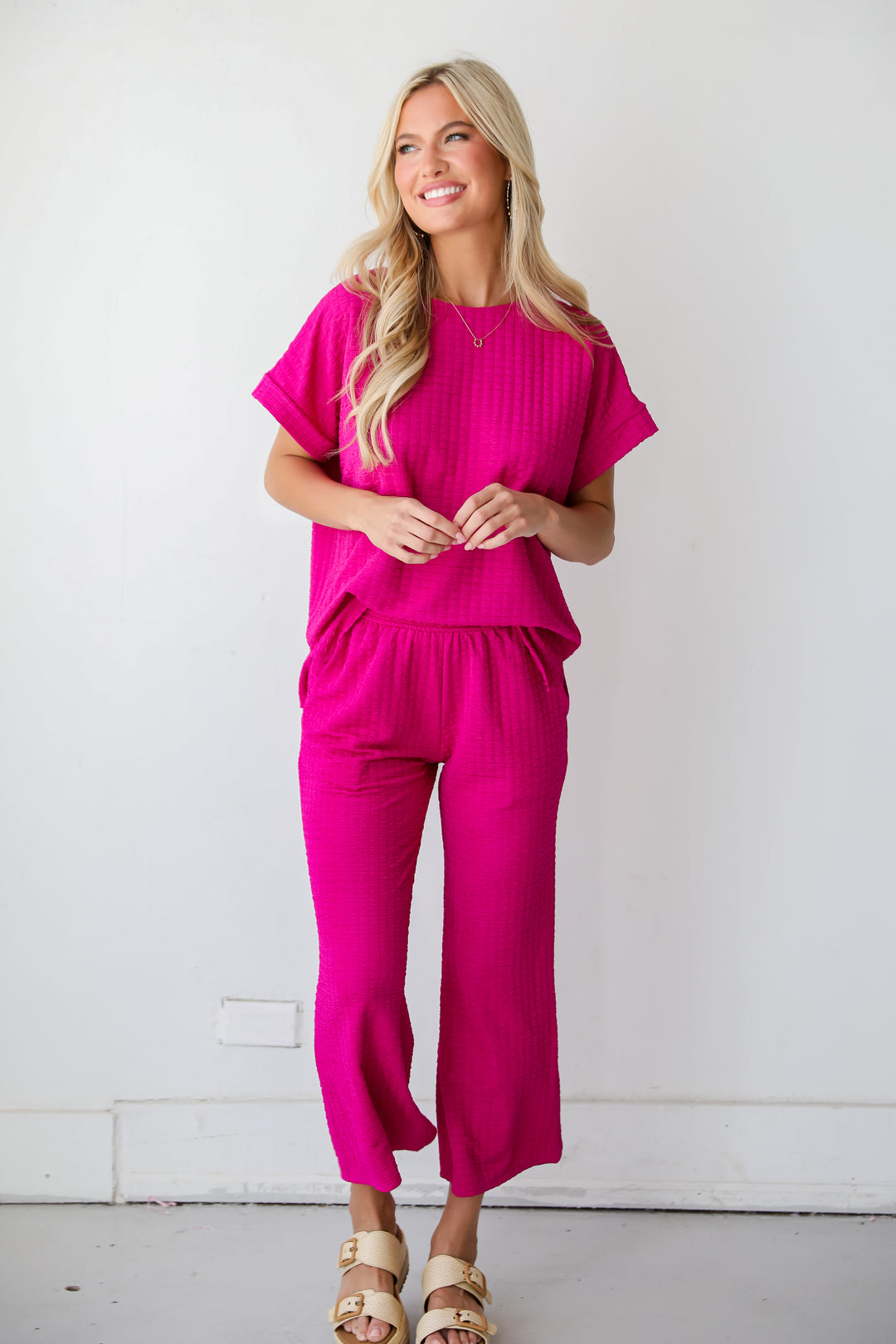 pink matching sets for women