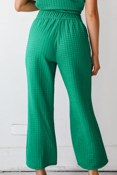 trendy green Textured Wide Leg Pants