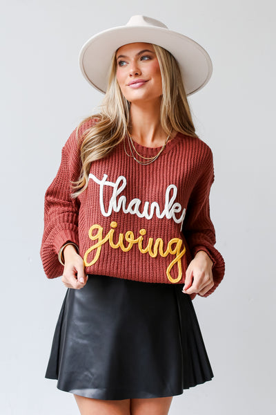 Rust Thanksgiving Sweater for fall