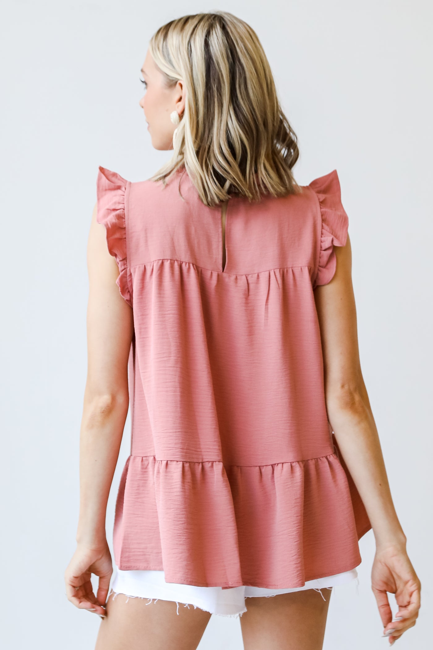 mauve Tiered Sleeveless Blouse back view