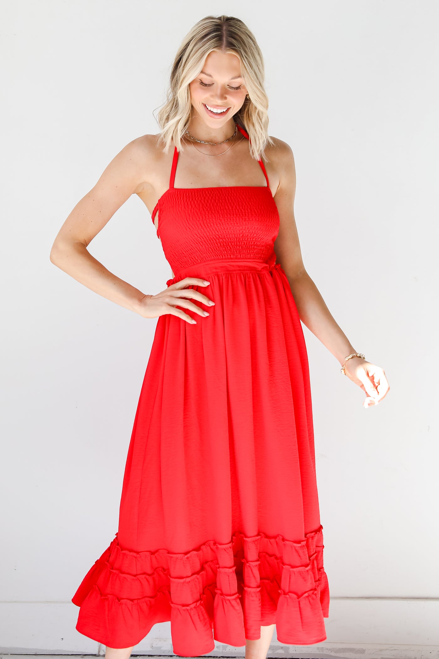 red Halter Maxi Dress