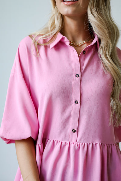 Adorably Admired Tiered Mini  Babydoll Dress in pink