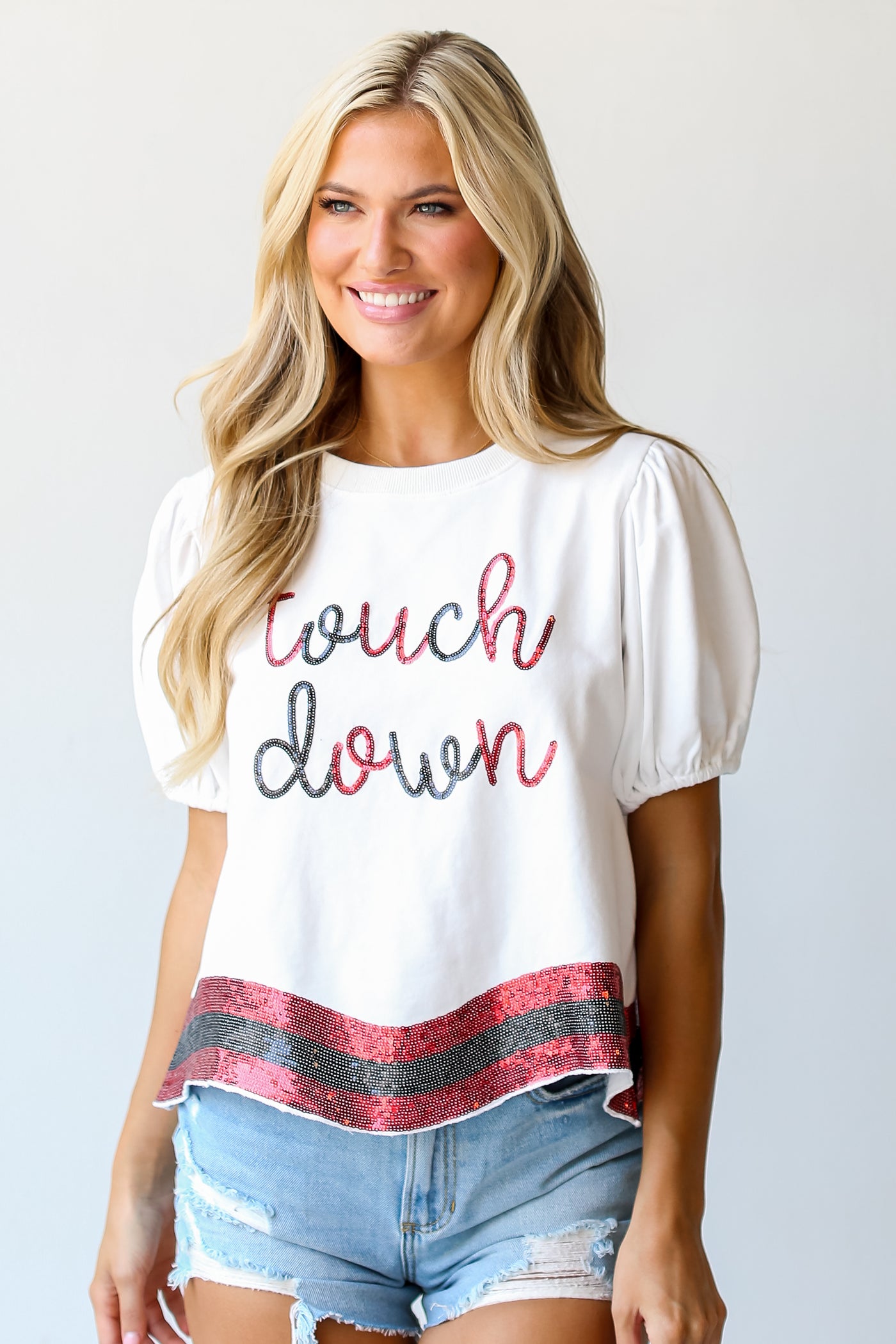 Touchdown Sequin Tee front view