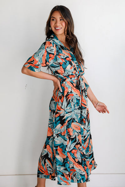 Tropical Print Midi Dress for women