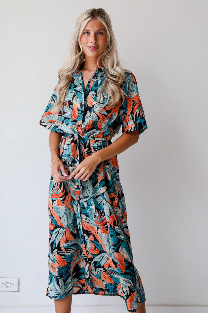 Bali Beauty Tropical Print Midi Dress