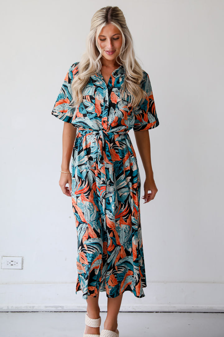 Bali Beauty Tropical Print Midi Dress