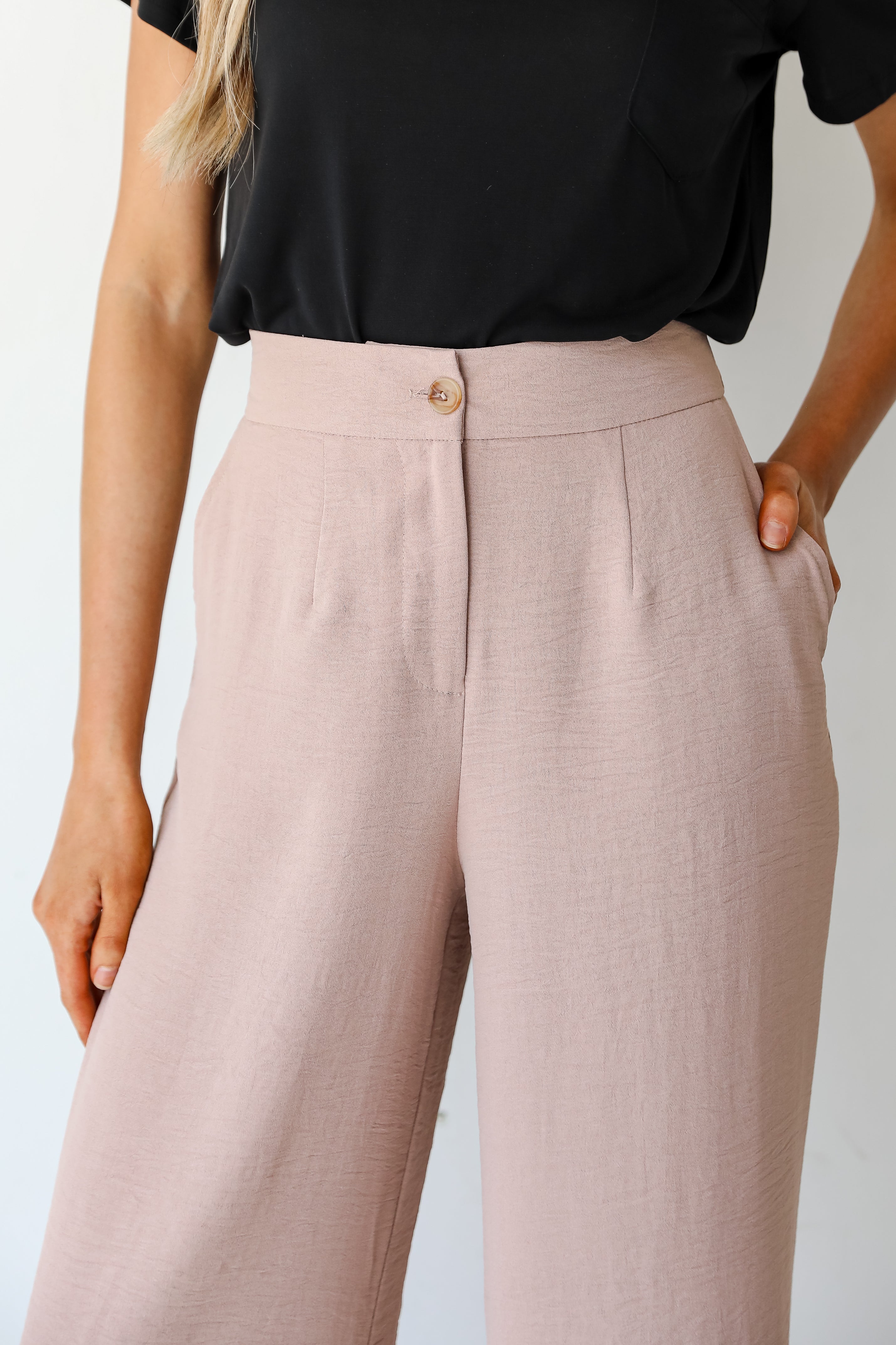 taupe Trouser Pants close up view