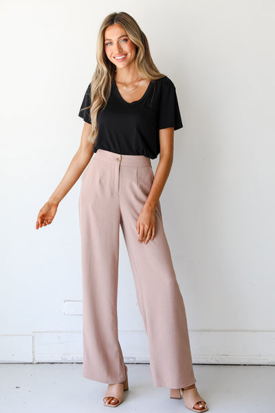 taupe Trouser Pants on model
