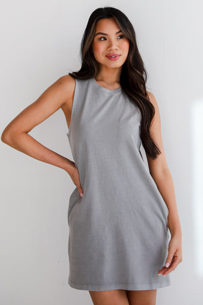 Hayley Sleeveless T-Shirt Mini Dress grey casual dress
