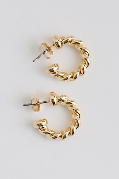 Gold Twisted Mini Hoop Earrings