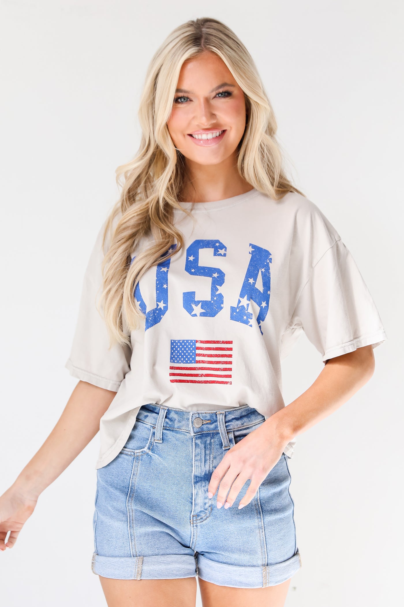 USA Cropped Graphic Tee on model